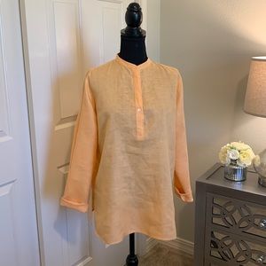 Neiman Marcus Women’s Linen Top: Long sleeve or 3/4 fold